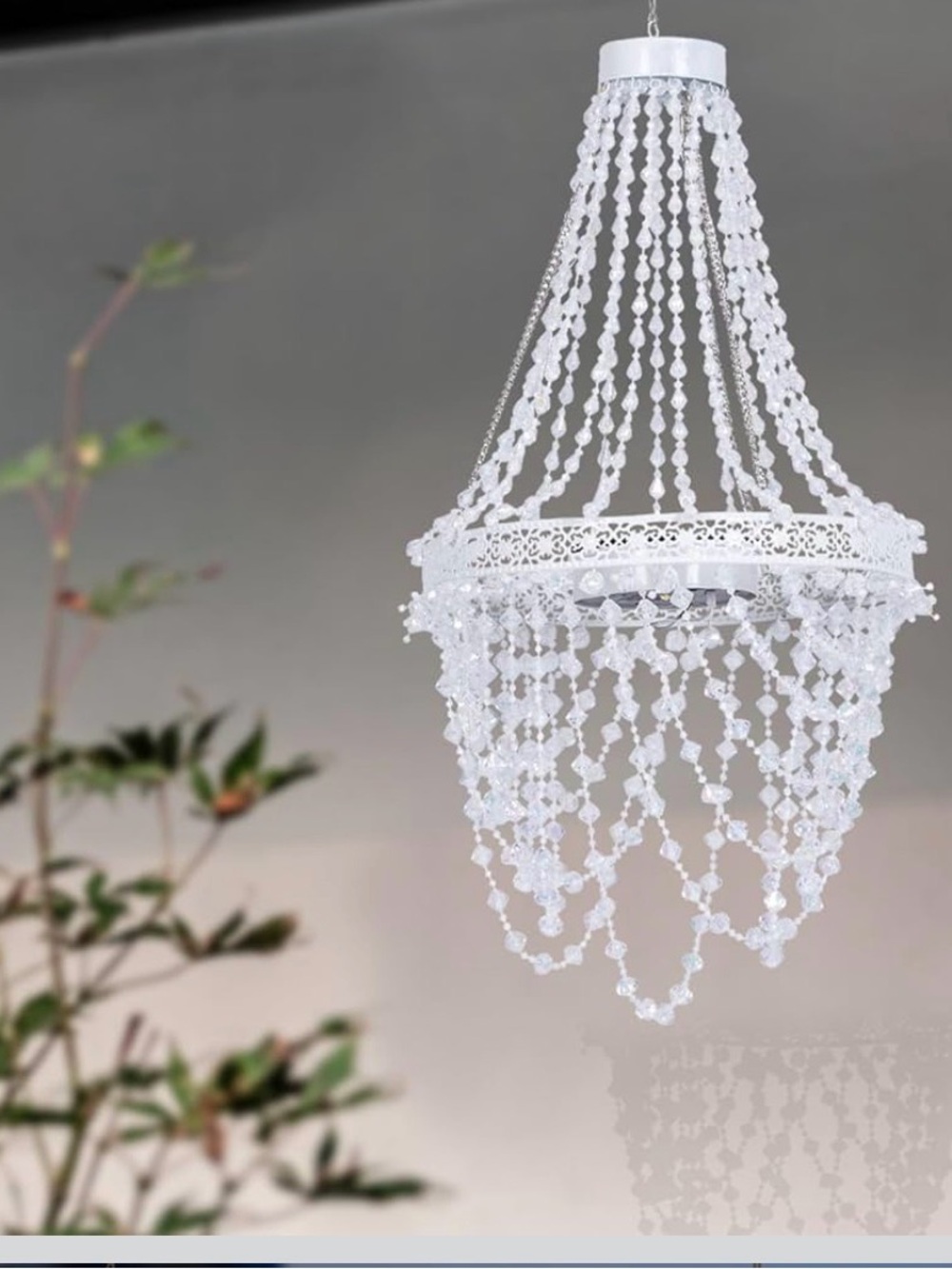 Elegant White Beaded Chandelier –